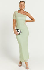 Debra Midi Dress - Mesh Sleeve Detial dress in Sage