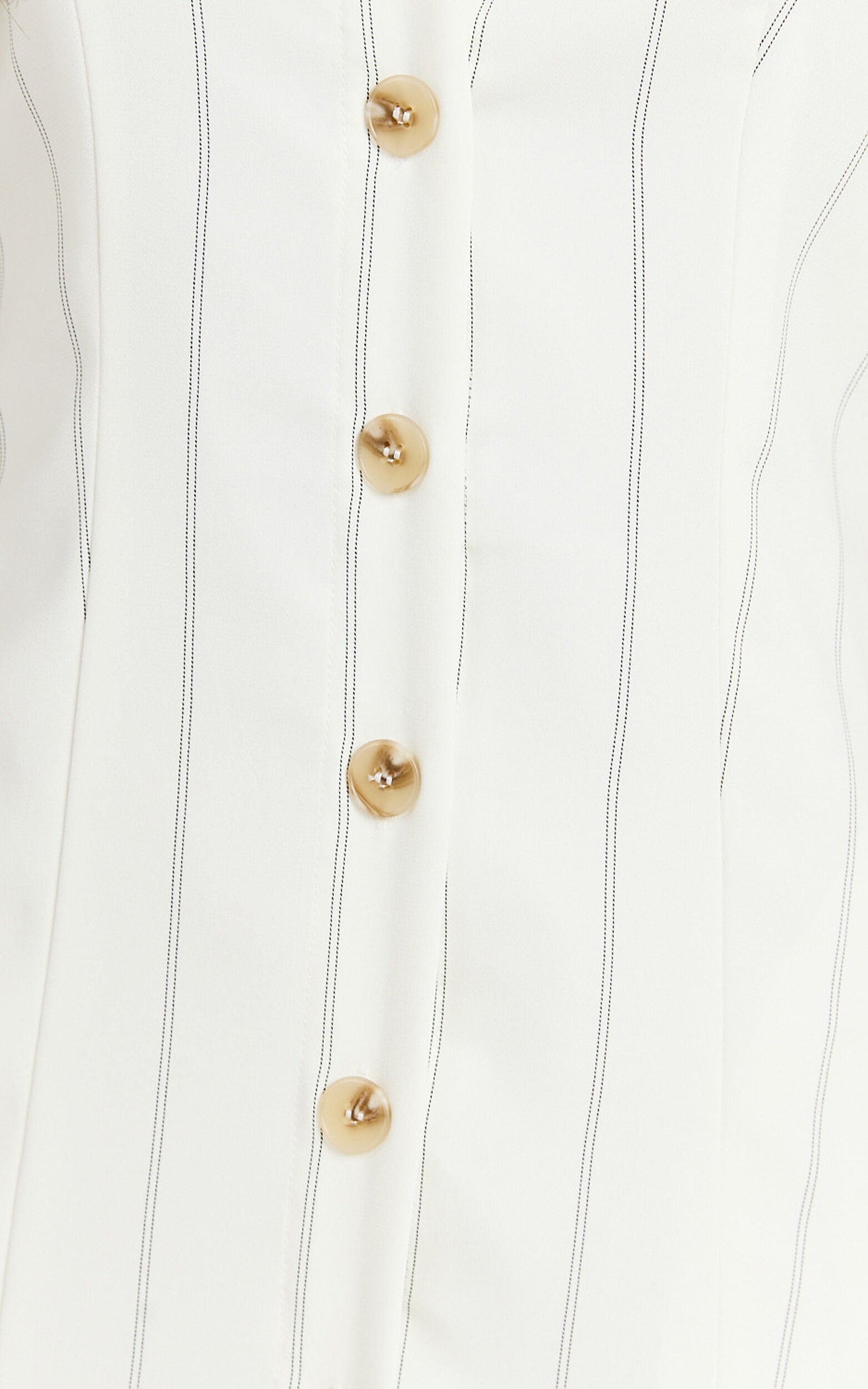 Neri Mini Dress - High Neck Button Through Stripe Dress in White Stripe