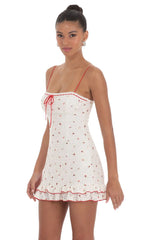 Floral Eyelet Ruffle Dress in White