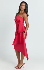 Jayce Mini Dress - Strapless Drape Dress in Red