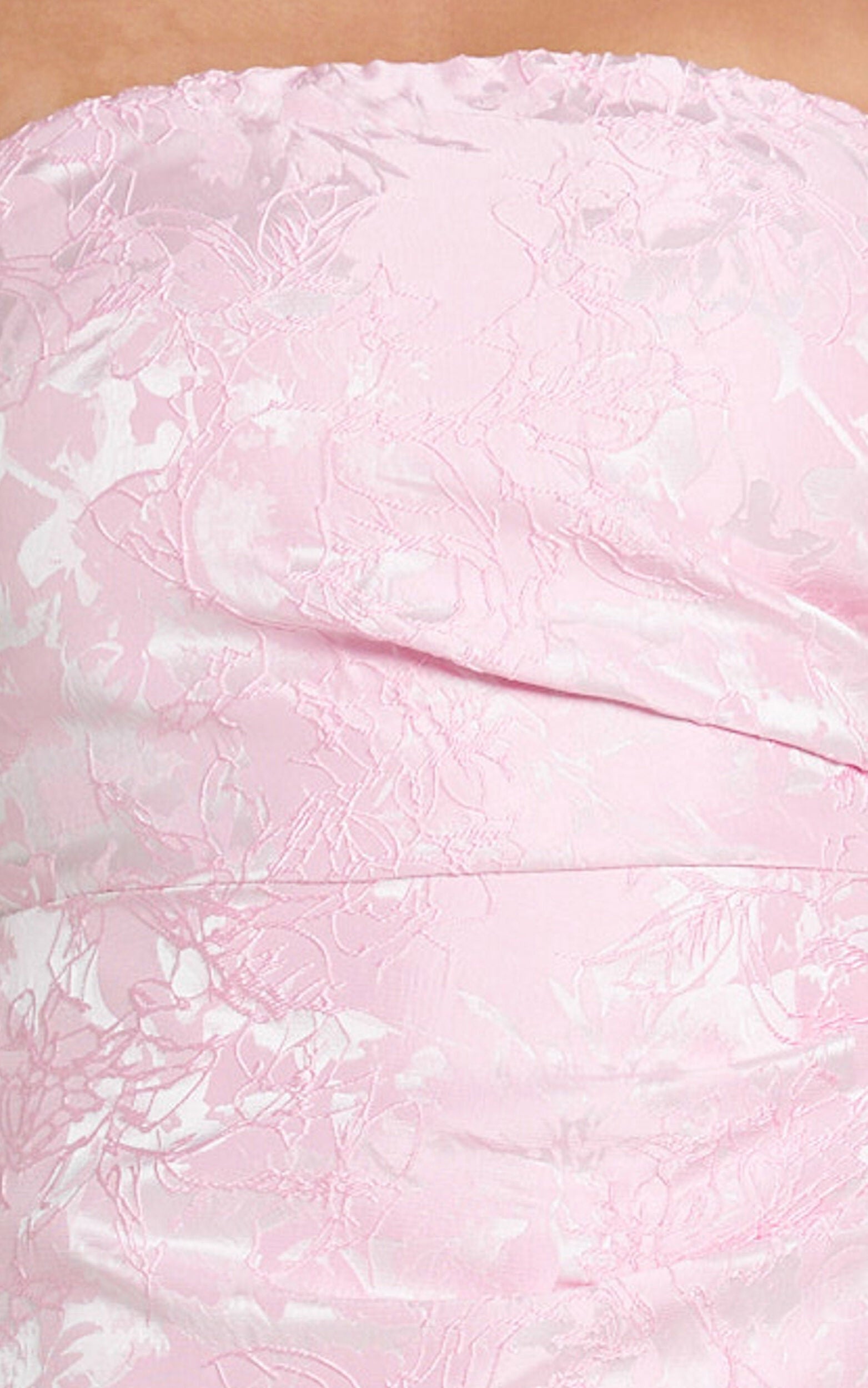 Laila Mini Dress – Pink Jacquard Strapless A-Line Party Dress