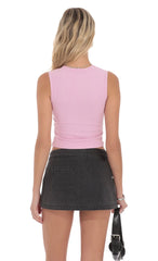 Denim Wrap Skort in Faded Black