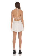 Halter Open Back Dress in White