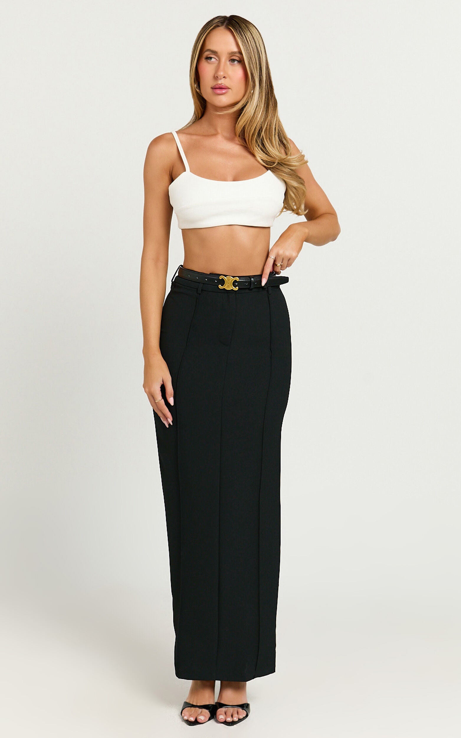 Stella Maxi Skirt - High Waisted Pencil Skirt in Black