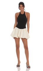 Halter Bubble Dress in Black and White