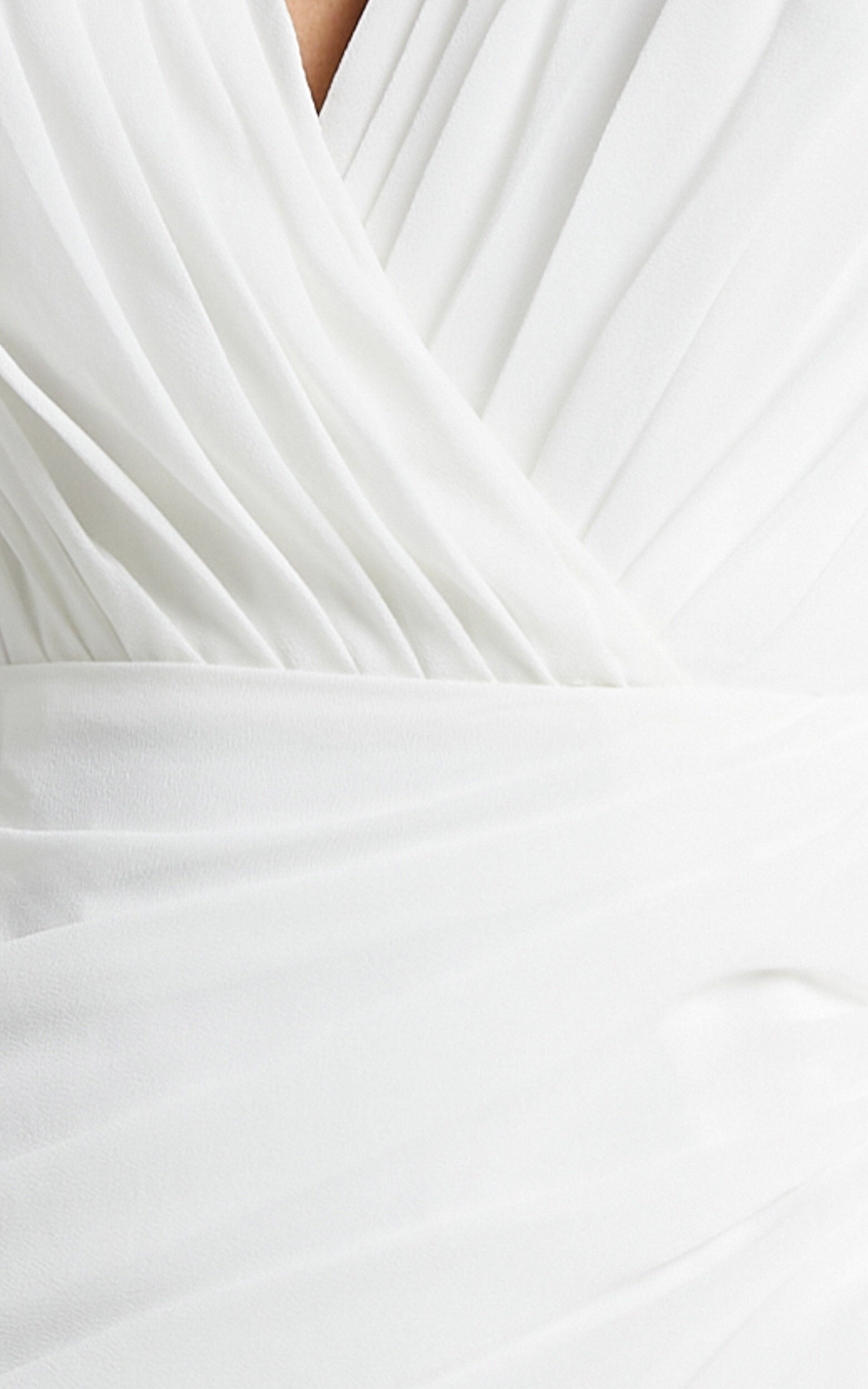 Can I Be Your Honey Mini Dress - Plunge Balloon Sleeve Dress in White