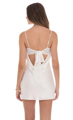 Lace Bust Mini Dress in White