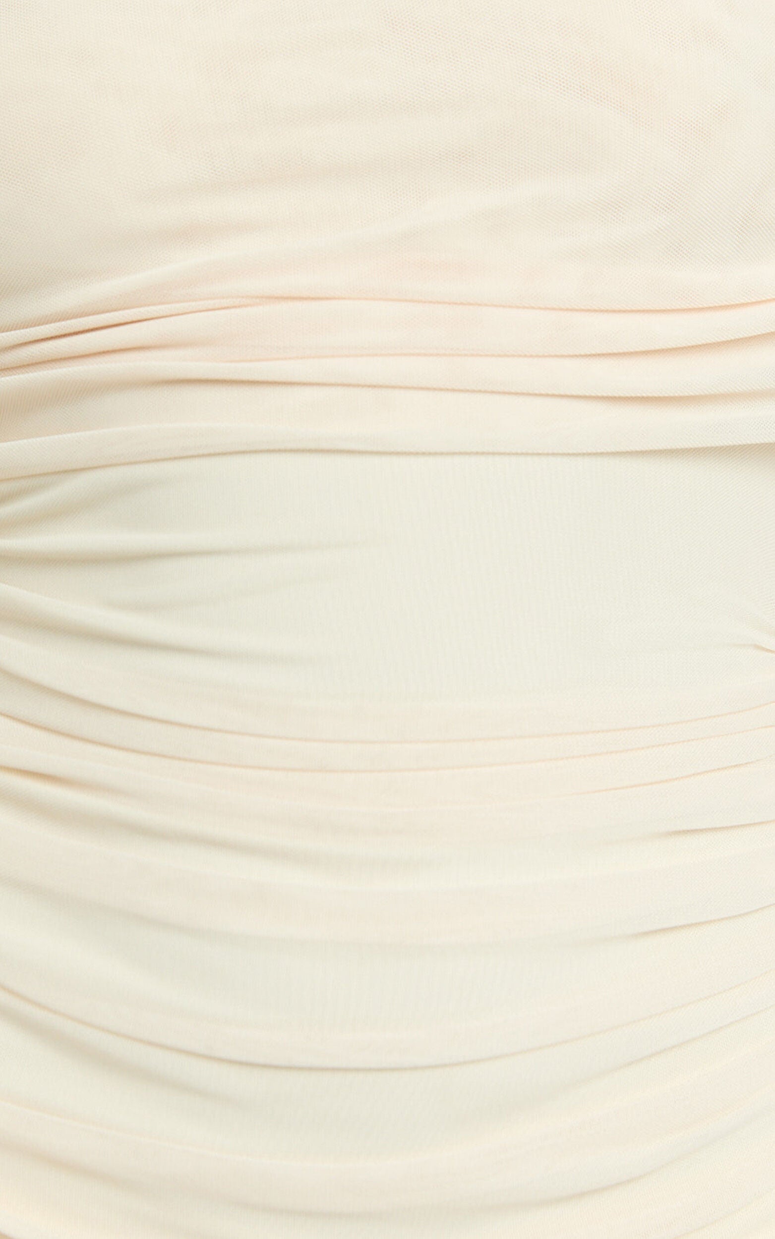 Clyde Mini Dress - Mesh Off Shoulder Ruched Bodycon Dress in Cream