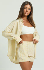 Terah Shirt - Button Up Shirt in Lemon Stripe