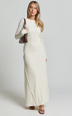 Kylie Maxi Dress - Long Sleeve Low Back Dress in Cream