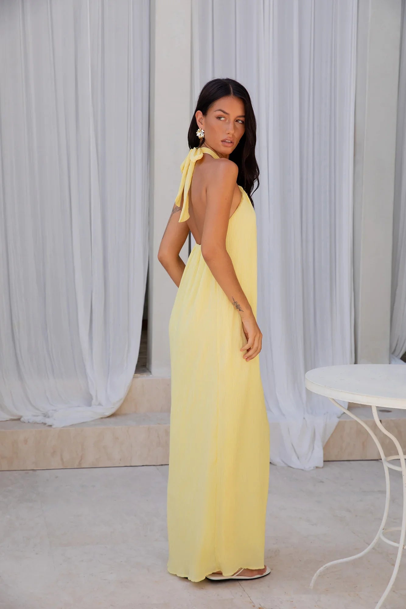 Isle Of Chic Halter Maxi Dress Yellow