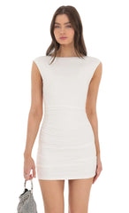 High Neck Open Back Dress in White