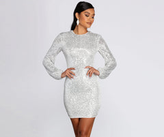 Long Sleeve Sequin Mini Dress