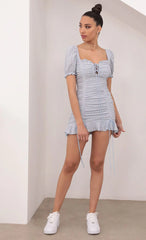 Puff Sleeve Eyelet Dress in Baby Blue