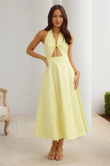Sands Of Splendor Halter Maxi Dress Lemon
