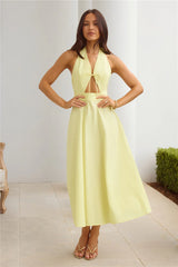 Sands Of Splendor Halter Maxi Dress Lemon